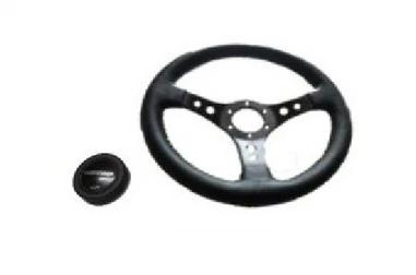 VOLANTE SPORTIVO CON CLACSON NERO ARGENTO DIAMETRO 320 MM PER FIAT 500