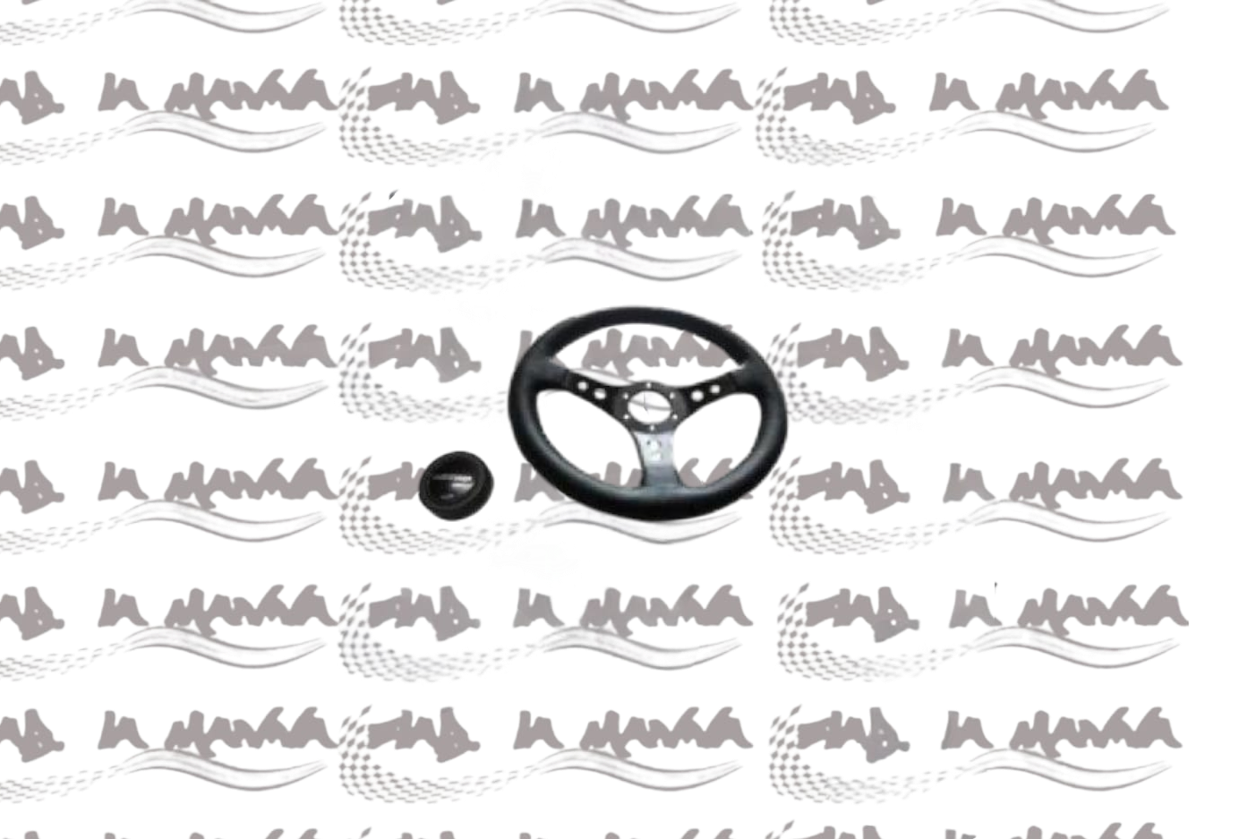 VOLANTE SPORTIVO CON CLACSON NERO ARGENTO DIAMETRO 350 MM PER FIAT 500