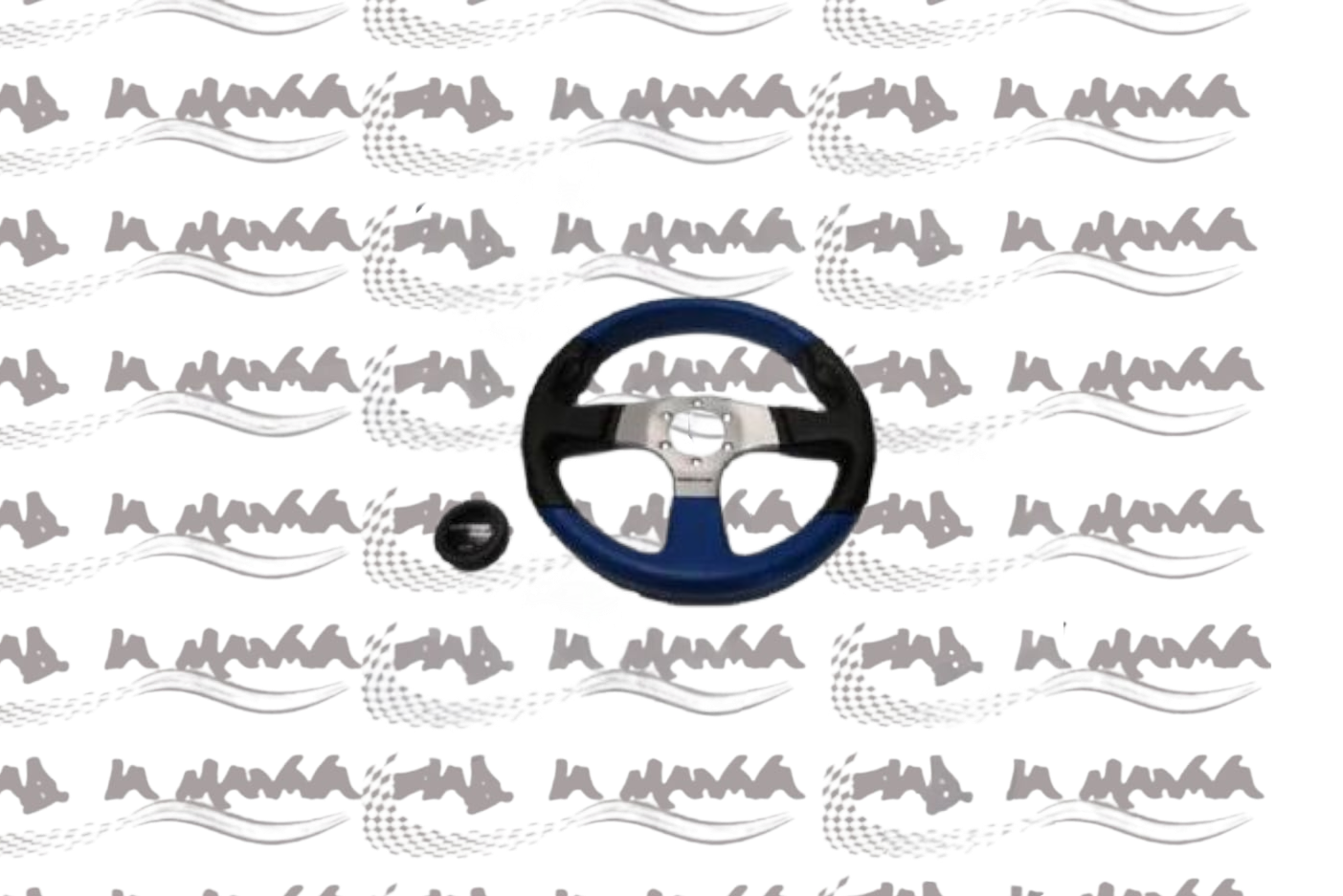 VOLANTE SPORTIVO CON CLACSON NERO BLU DIAMETRO 330 MM PER FIAT 500