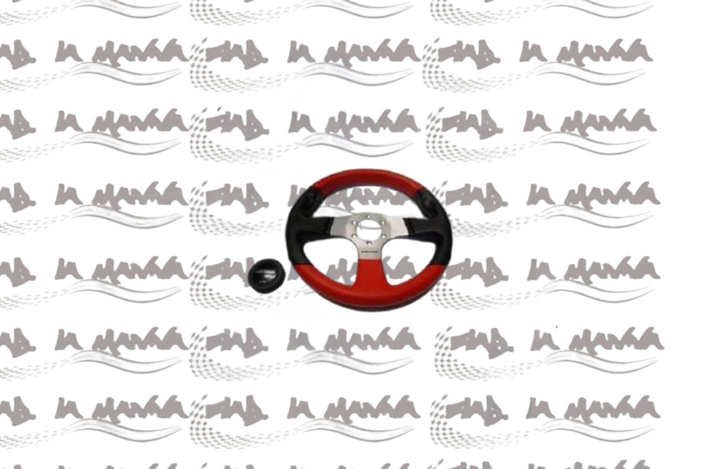 VOLANTE SPORTIVO CON CLACSON NERO ROSSO DIAMETRO 330 MM PER FIAT 500