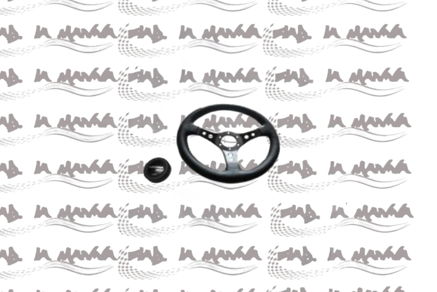 VOLANTE SPORTIVO CON CLACSON TUTTO NERO DIAMETRO 330 MM PER FIAT 500