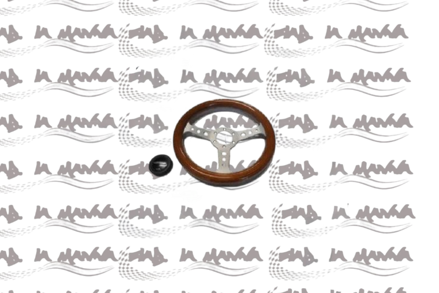 VOLANTE SPORTIVO IN MOGANO CON CLACSON DIAMETRO 350 MM PER FIAT 500